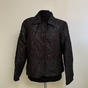 Erin London Black Silver Crinkle Jacket Blazer